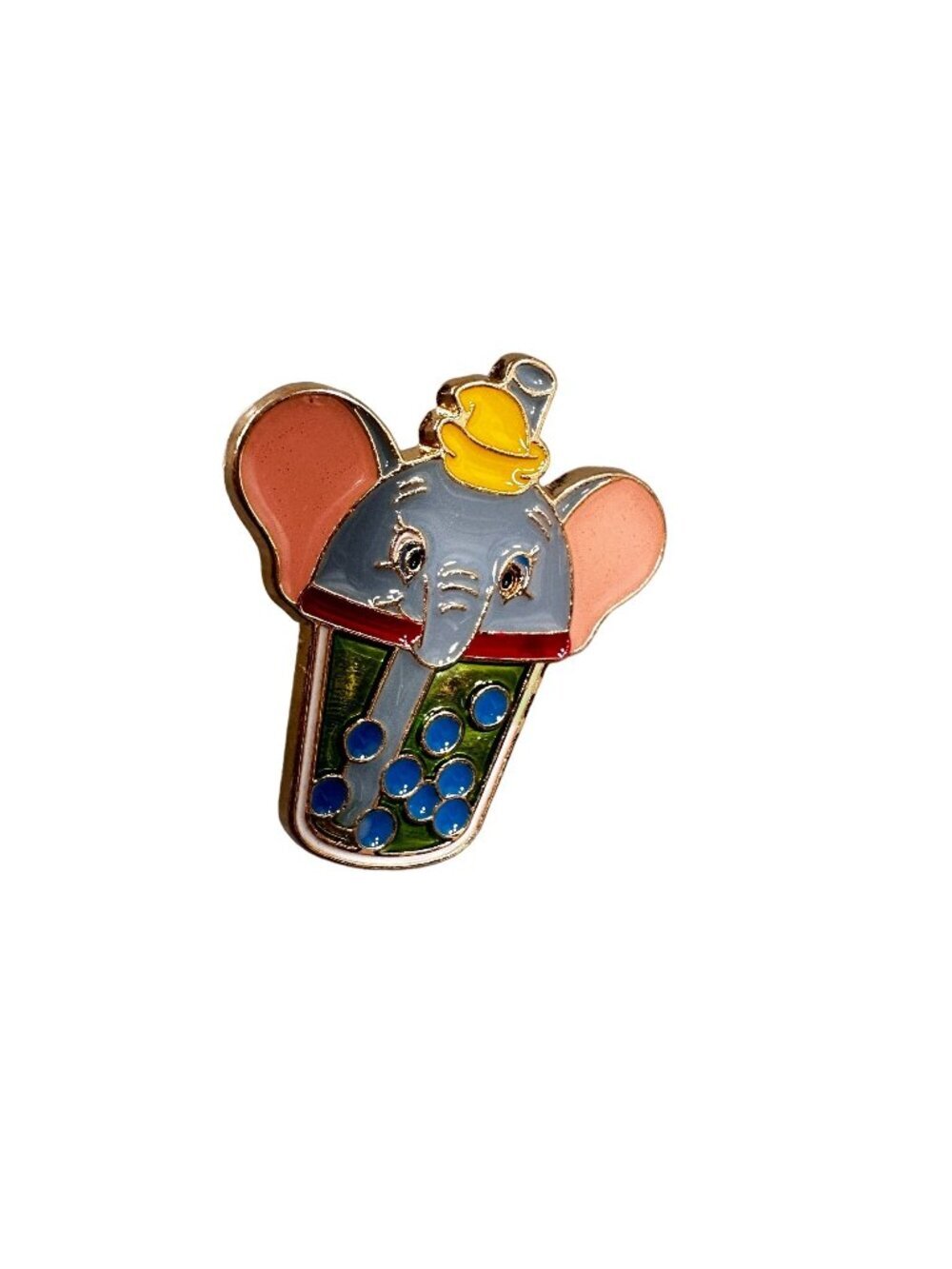 Dumbo Elephant Lapel Pin Boba Tea Hat Strwa Brooch Badge Jewelry Accessories